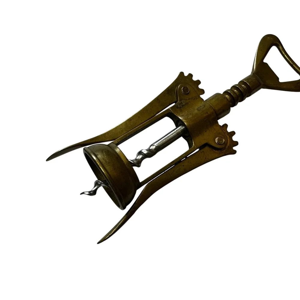 Vintage Brass Wing Corkscrew Wine Bottle Opener Made in Italy Mid Century‎ MCM
